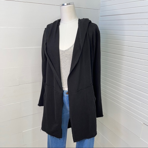 3/$20☀ Elwood Open Front Hooded Black Sweatshirt Jacket - Picture 5 of 8